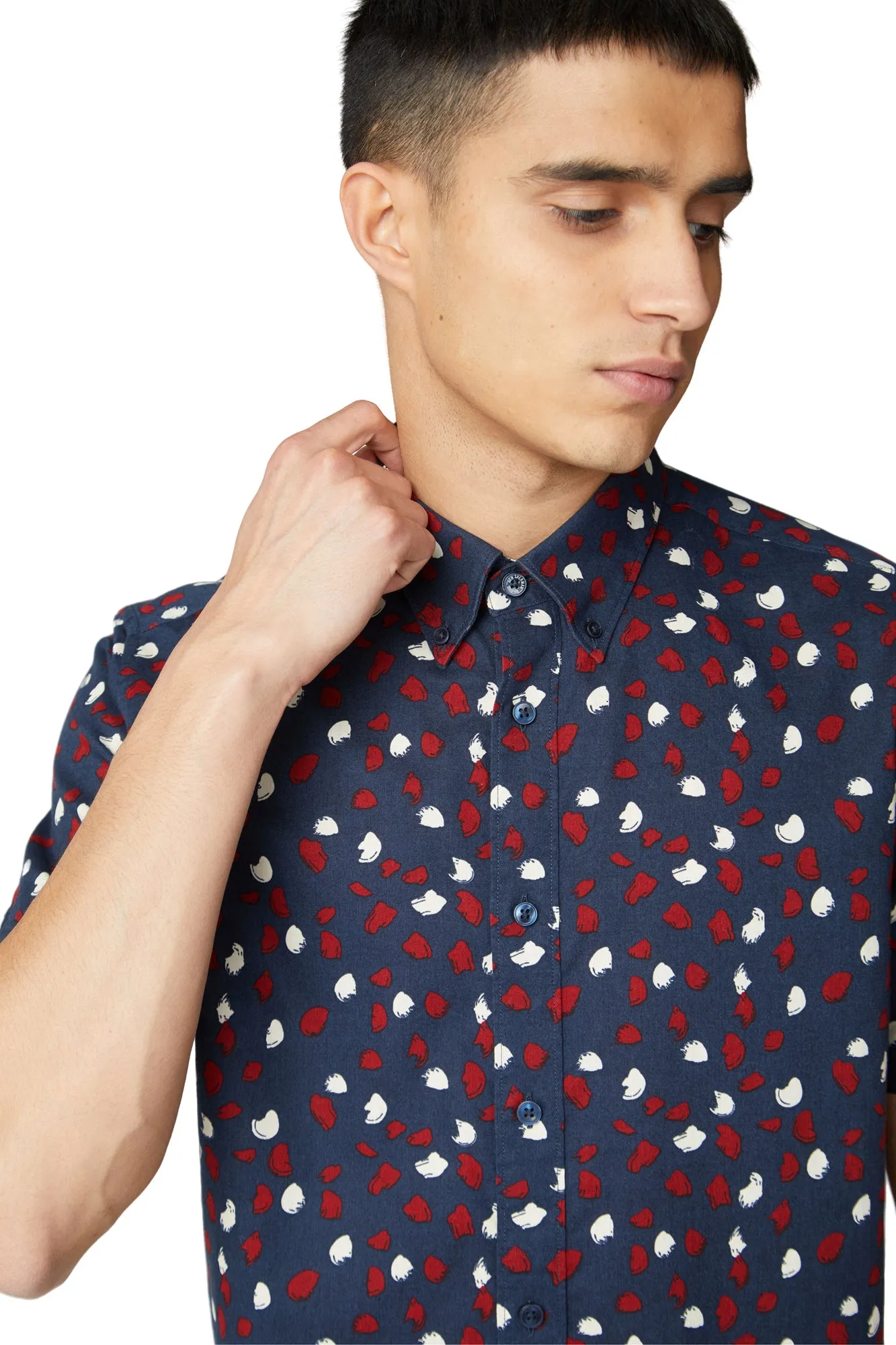 Short-Sleeve Hand-Painted Print Shirt - Dark Navy sold by Ben Sherman product image thumbnail 3