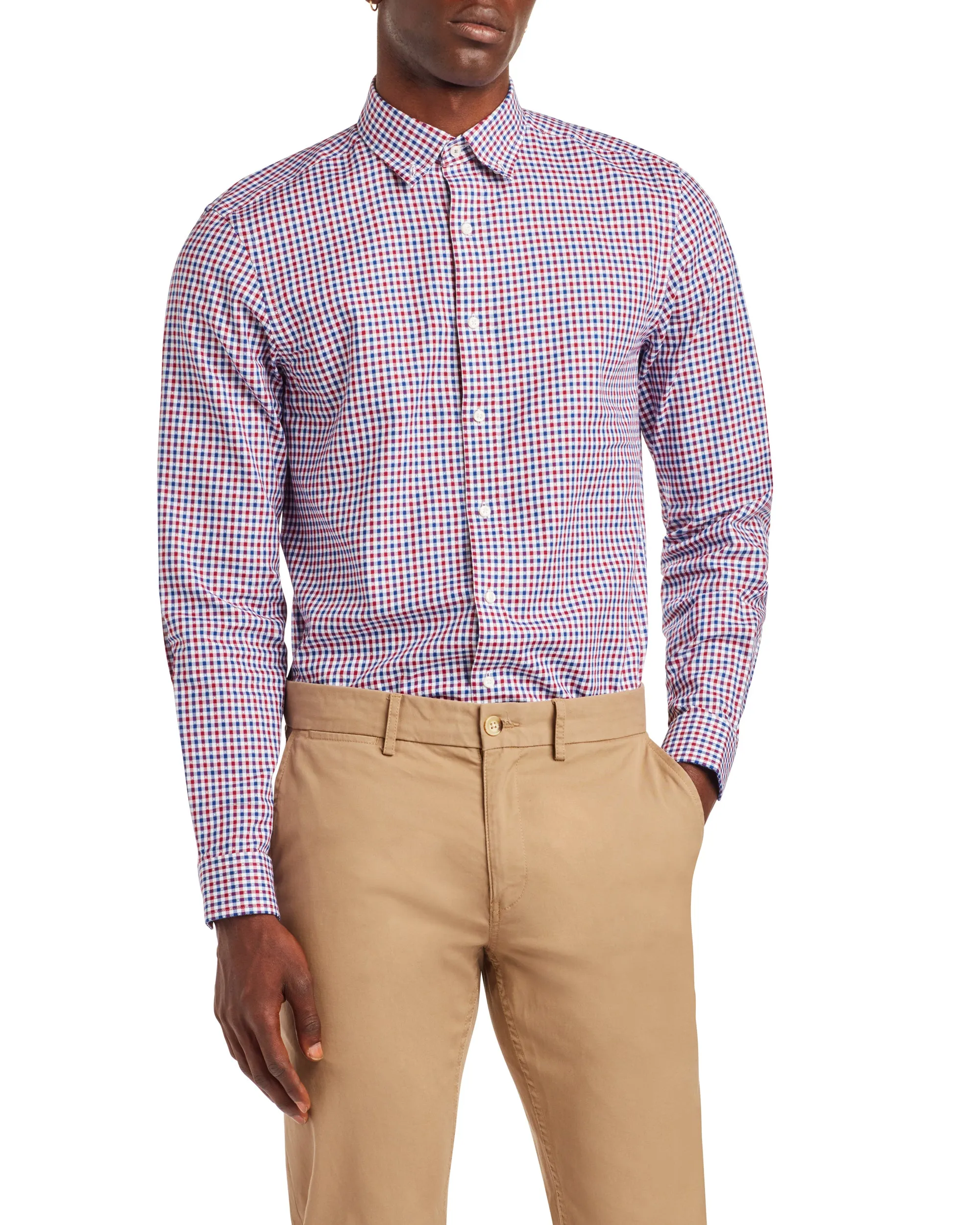 Gingham Skinny Fit Dress Shirt - Red & Navy sold by Ben Sherman