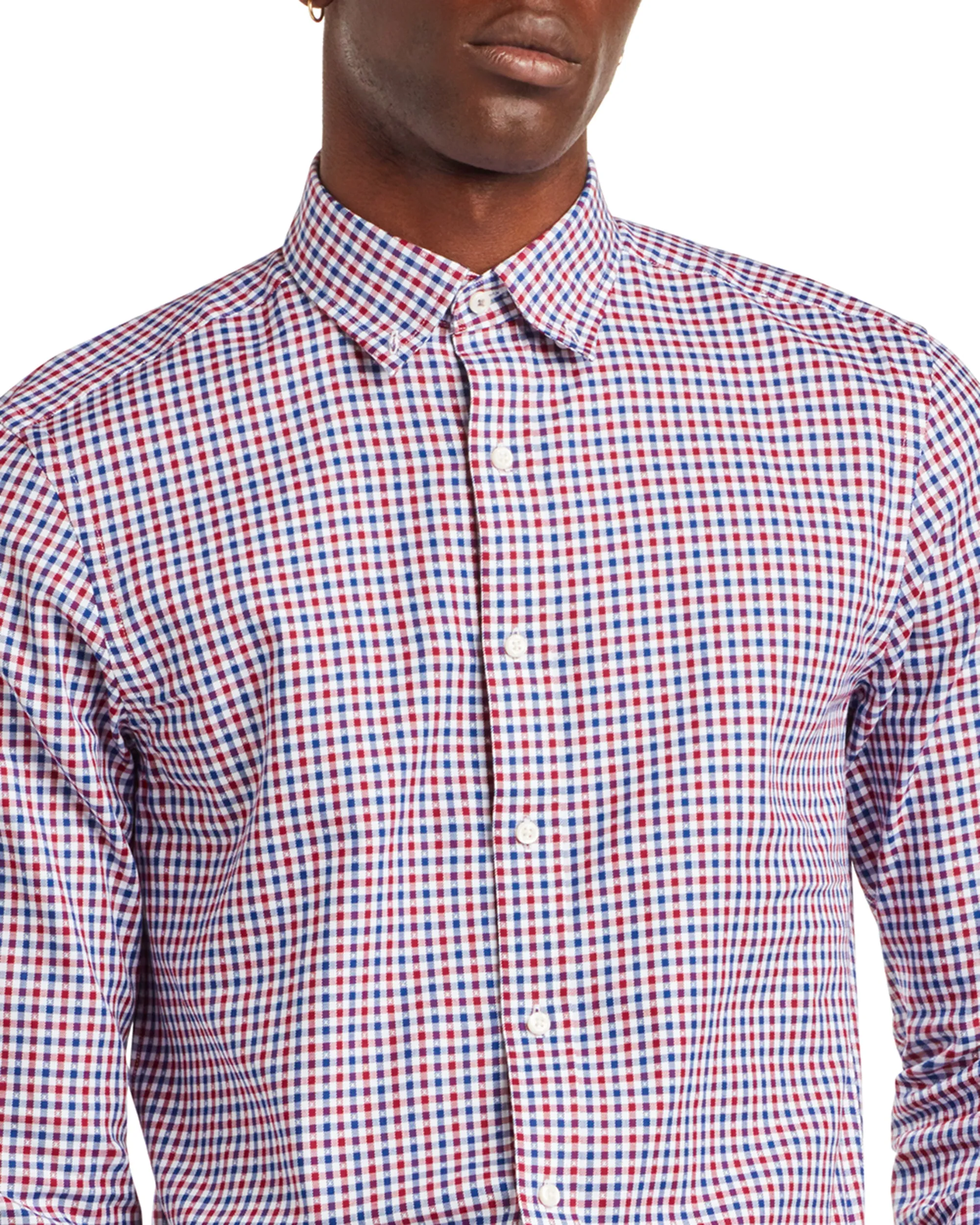 Gingham Skinny Fit Dress Shirt - Red & Navy sold by Ben Sherman product image thumbnail 3