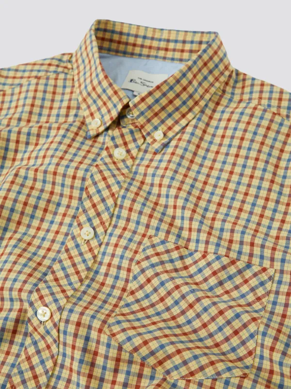 Signature House Check Long-Sleeve Shirt - Lemon sold by Ben Sherman