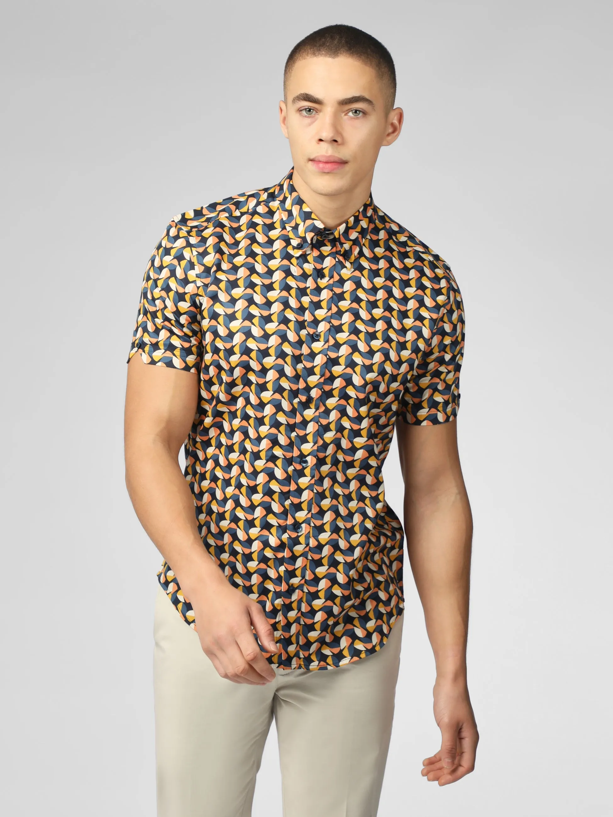 Bahaus Geo Print Shirt - Midnight sold by Ben Sherman