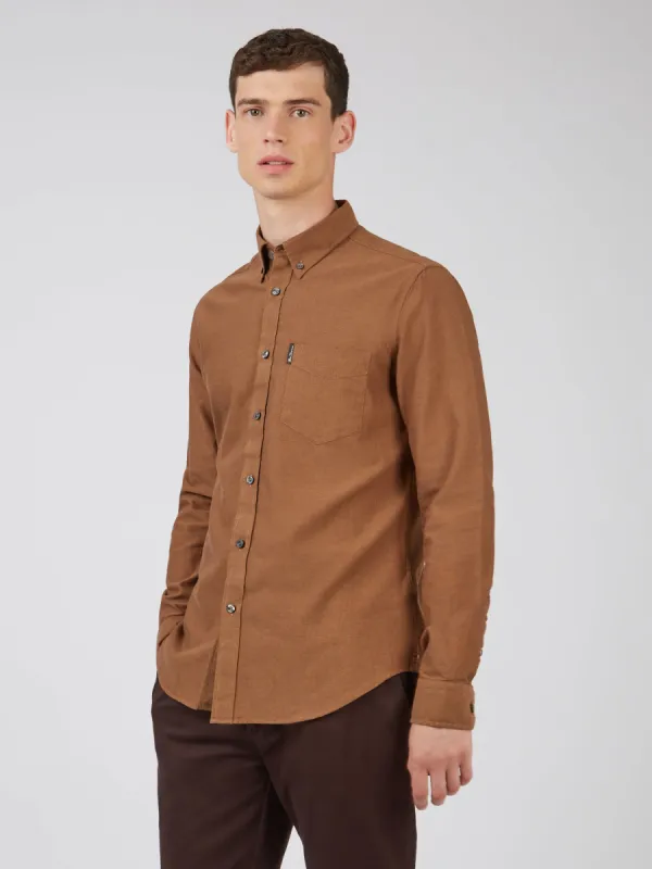 Signature Organic Long-Sleeve Oxford Shirt - Light Brown sold by Ben Sherman