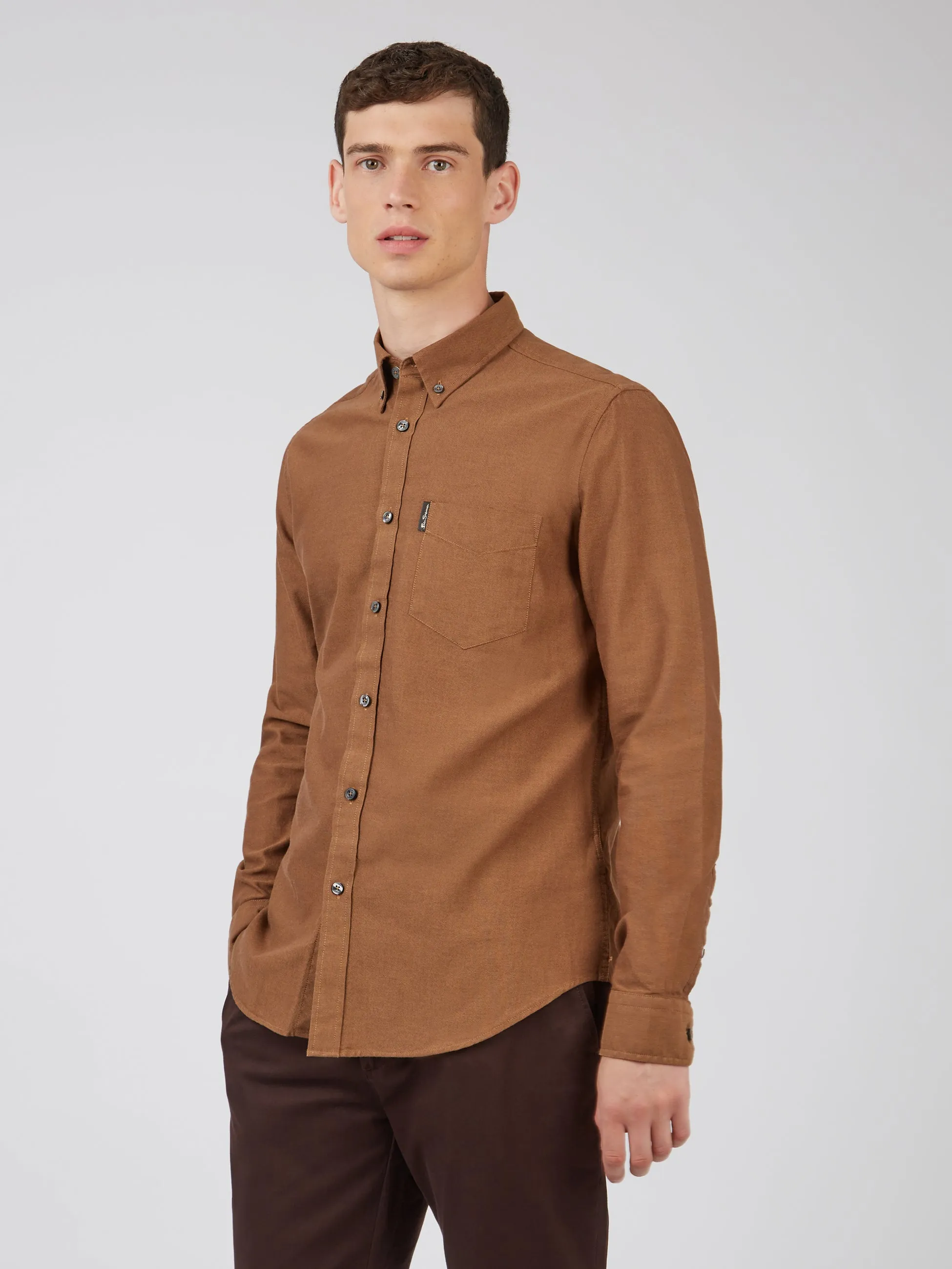 Signature Organic Long-Sleeve Oxford Shirt - Light Brown sold by Ben Sherman