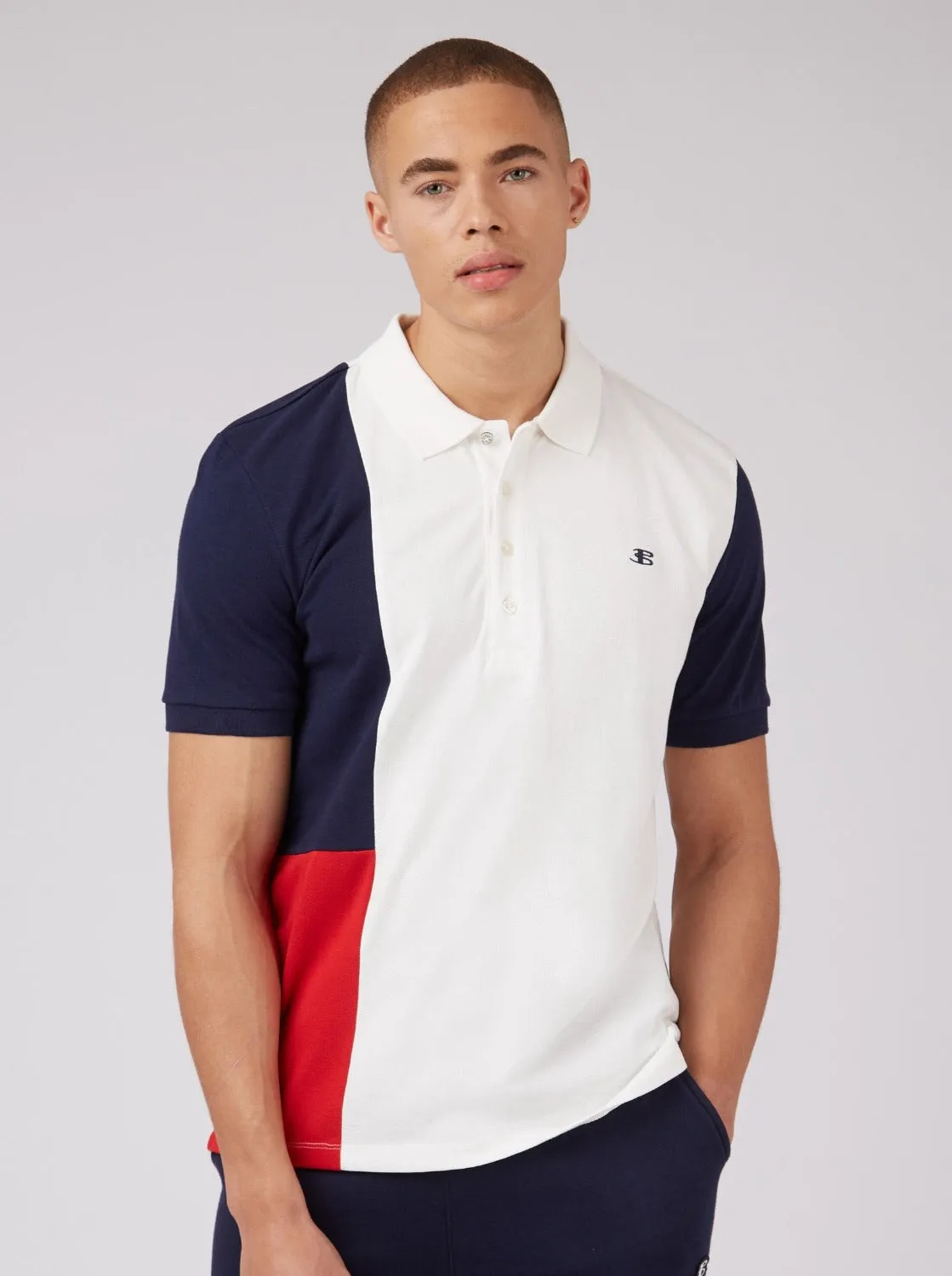 B by Ben Sherman Colorblock Polo - White sold by Ben Sherman