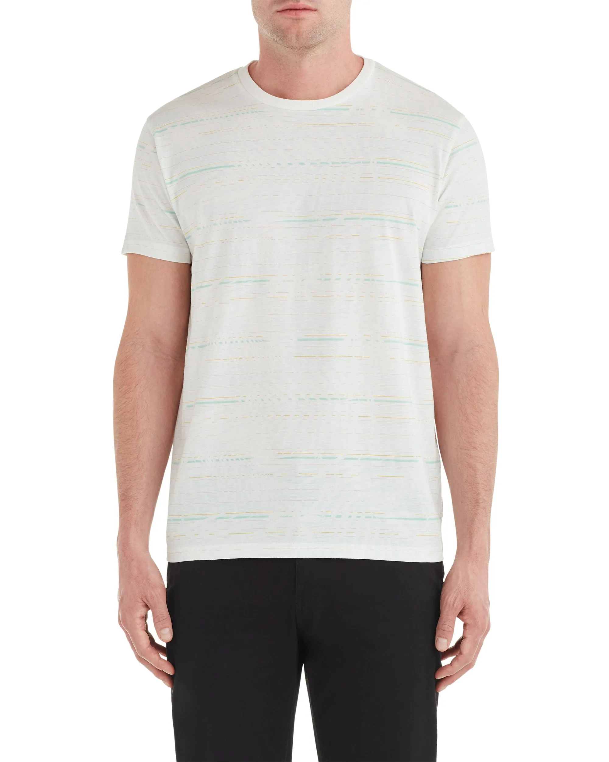 Palm Striped Styled Tee - White sold by Ben Sherman