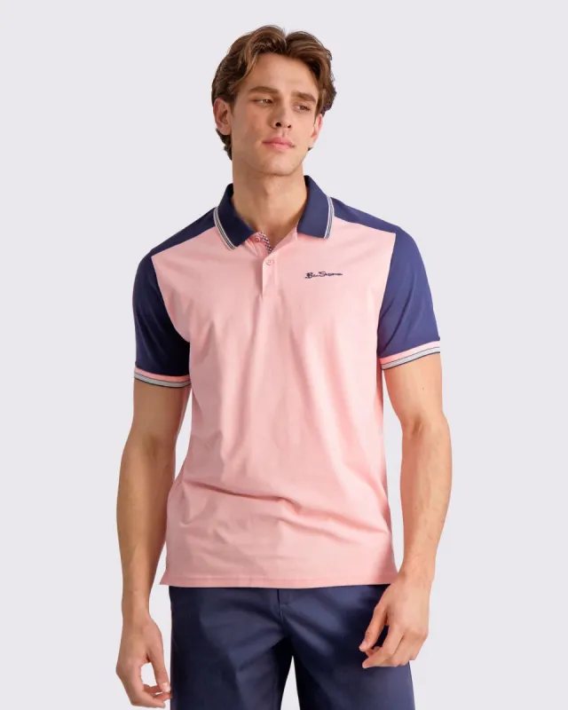 Signature Colorblock Polo - Light Pink sold by Ben Sherman
