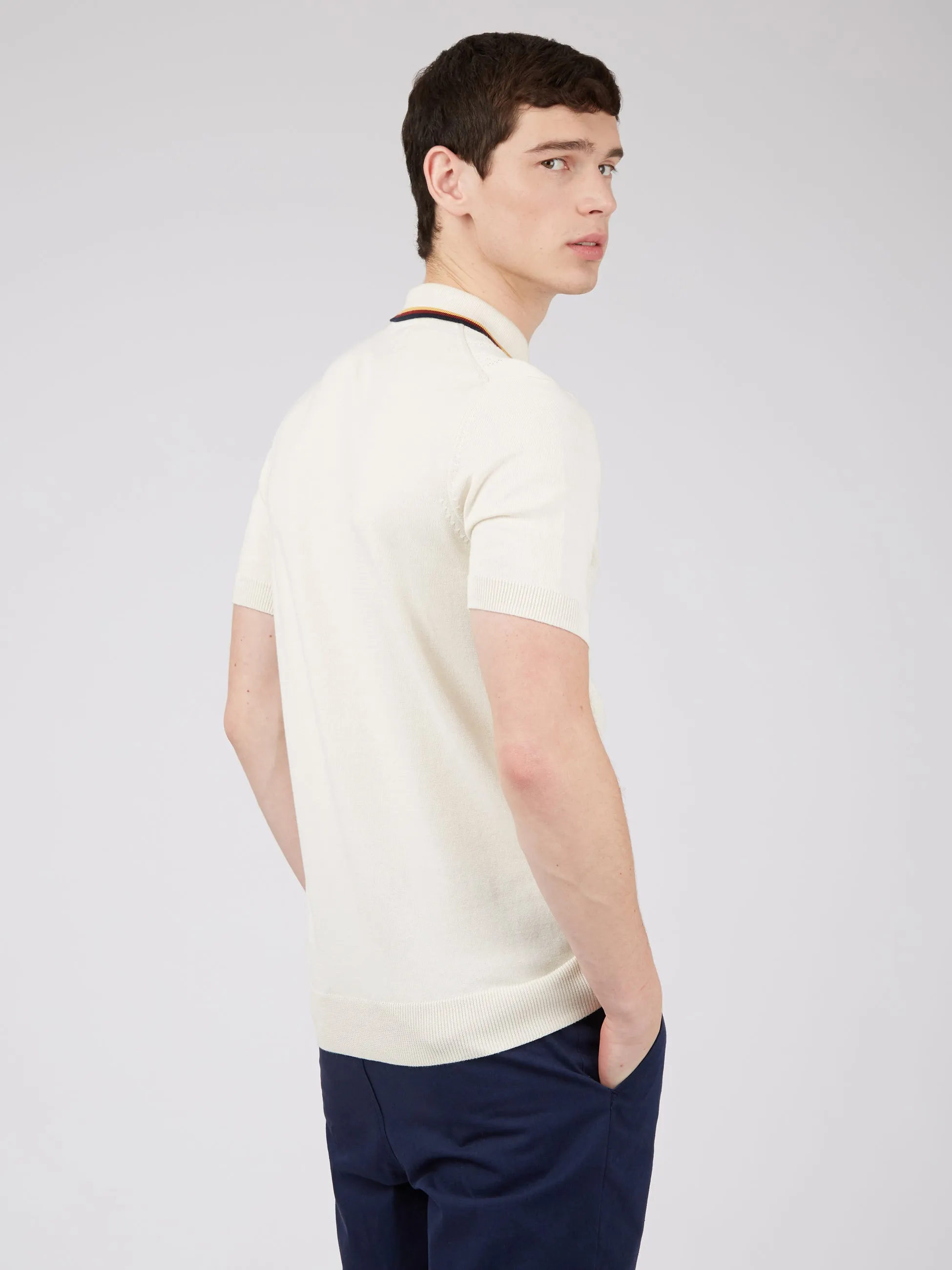 Textured Lightweight Knit Polo - Ivory sold by Ben Sherman product image thumbnail 5