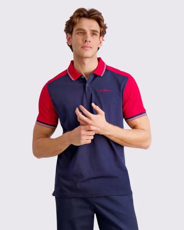 Signature Colorblock Polo - Navy sold by Ben Sherman