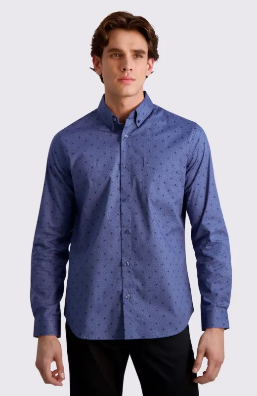 Dot Print Long-Sleeve Shirt - Insignia Blue made by Ben Sherman