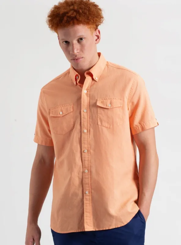Garment Dye Linen Shirt - Washed Orange sold by Ben Sherman