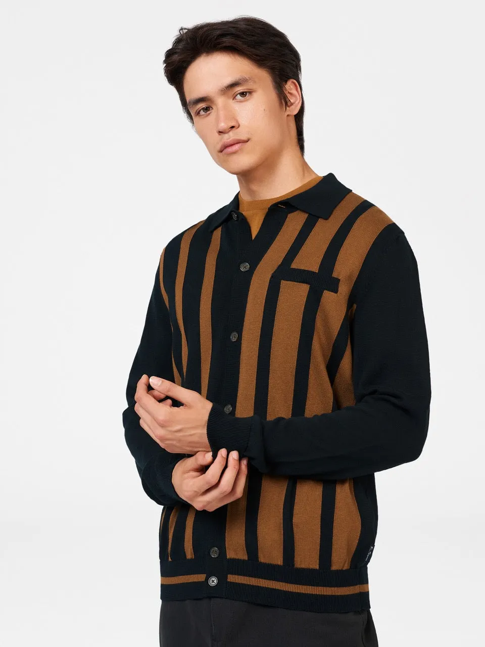 Button Down Black Mod Knit Polo sold by Ben Sherman