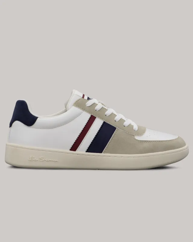 Hyde Navy Stripe Sneaker - White sold by Ben Sherman