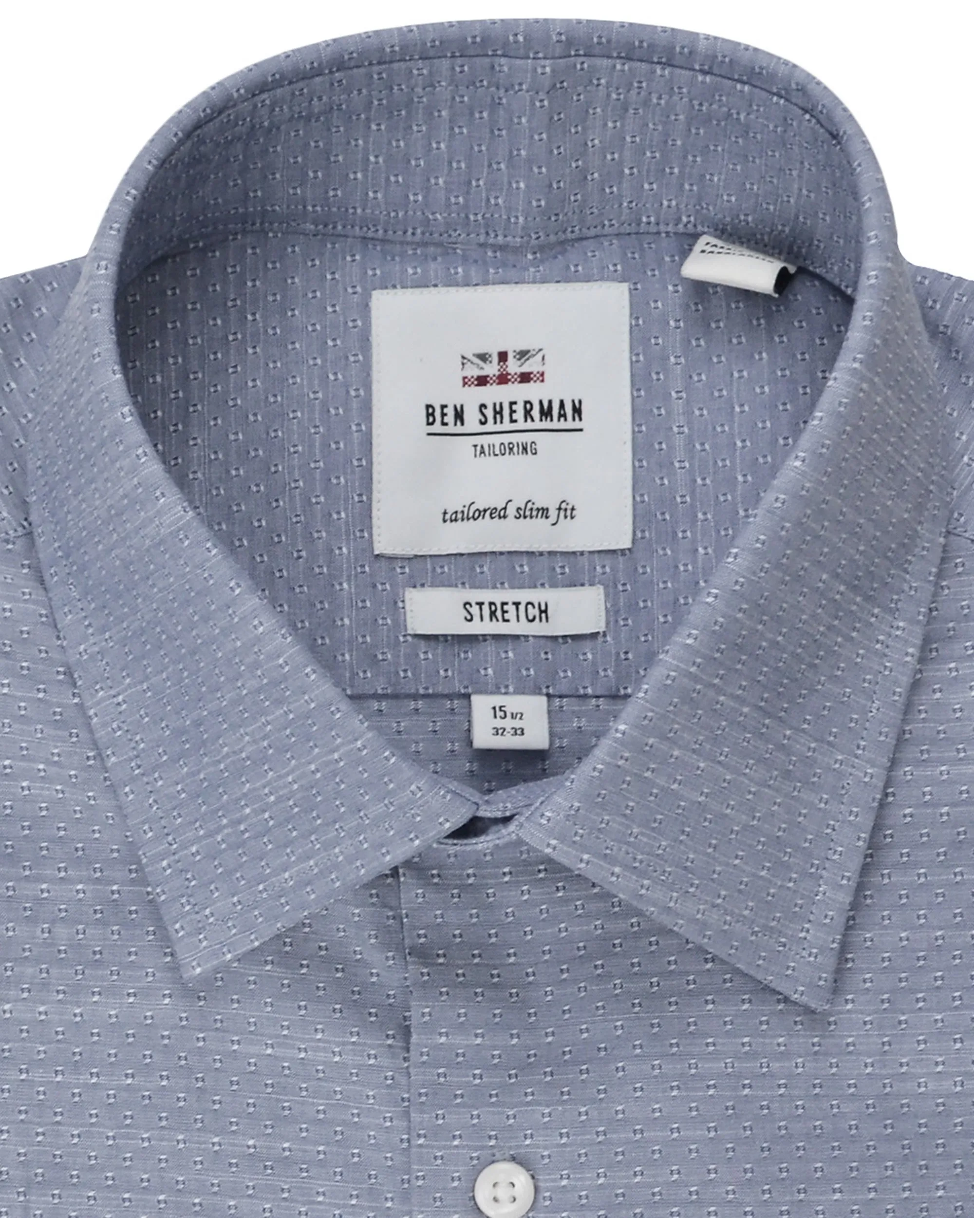 Stretch Tailored Slim Fit Dress Shirt - Blue sold by Ben Sherman product image thumbnail 2