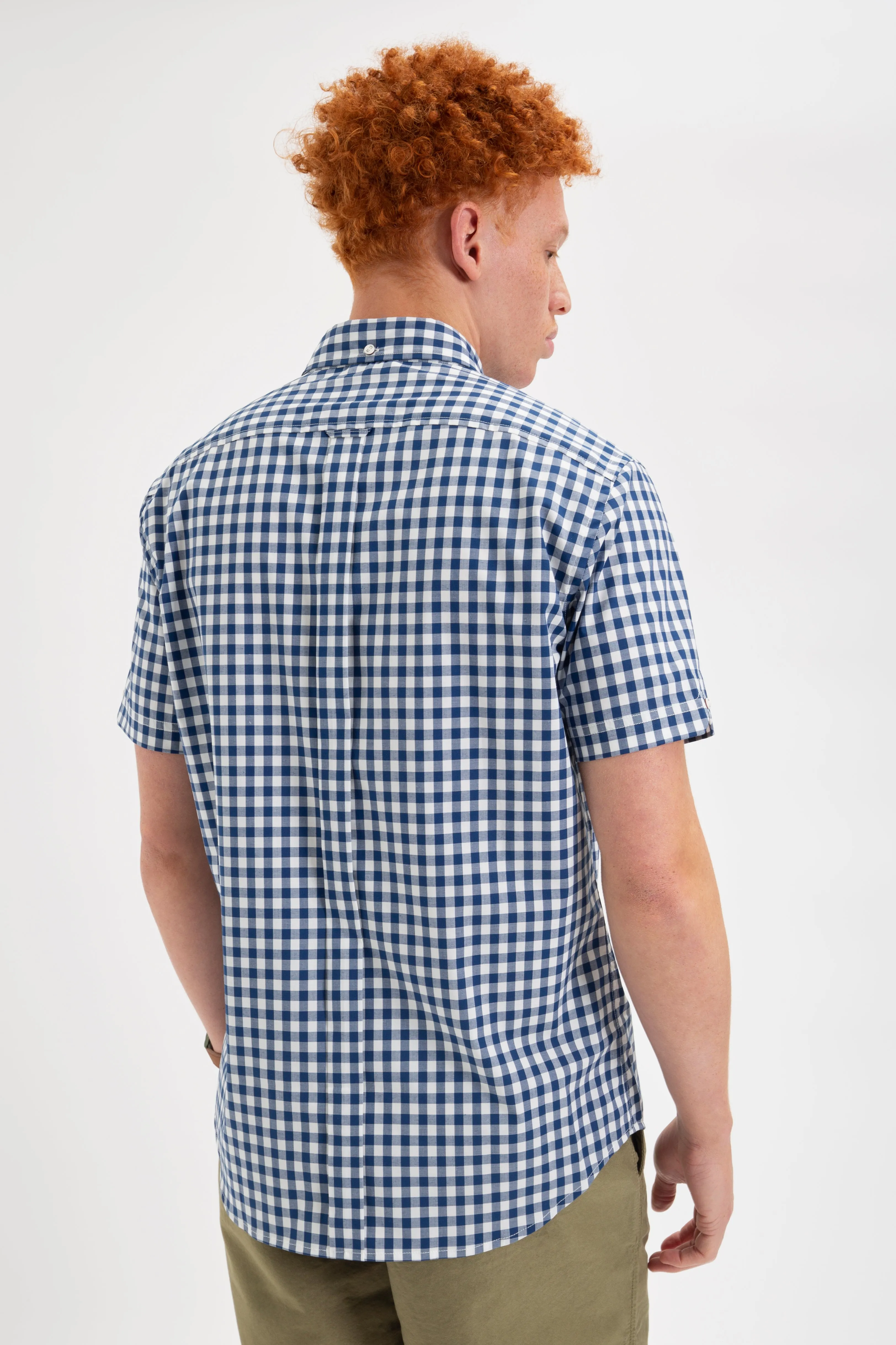 Short Sleeve House Poplin Gingham Shirt - Navy sold by Ben Sherman product image thumbnail 4
