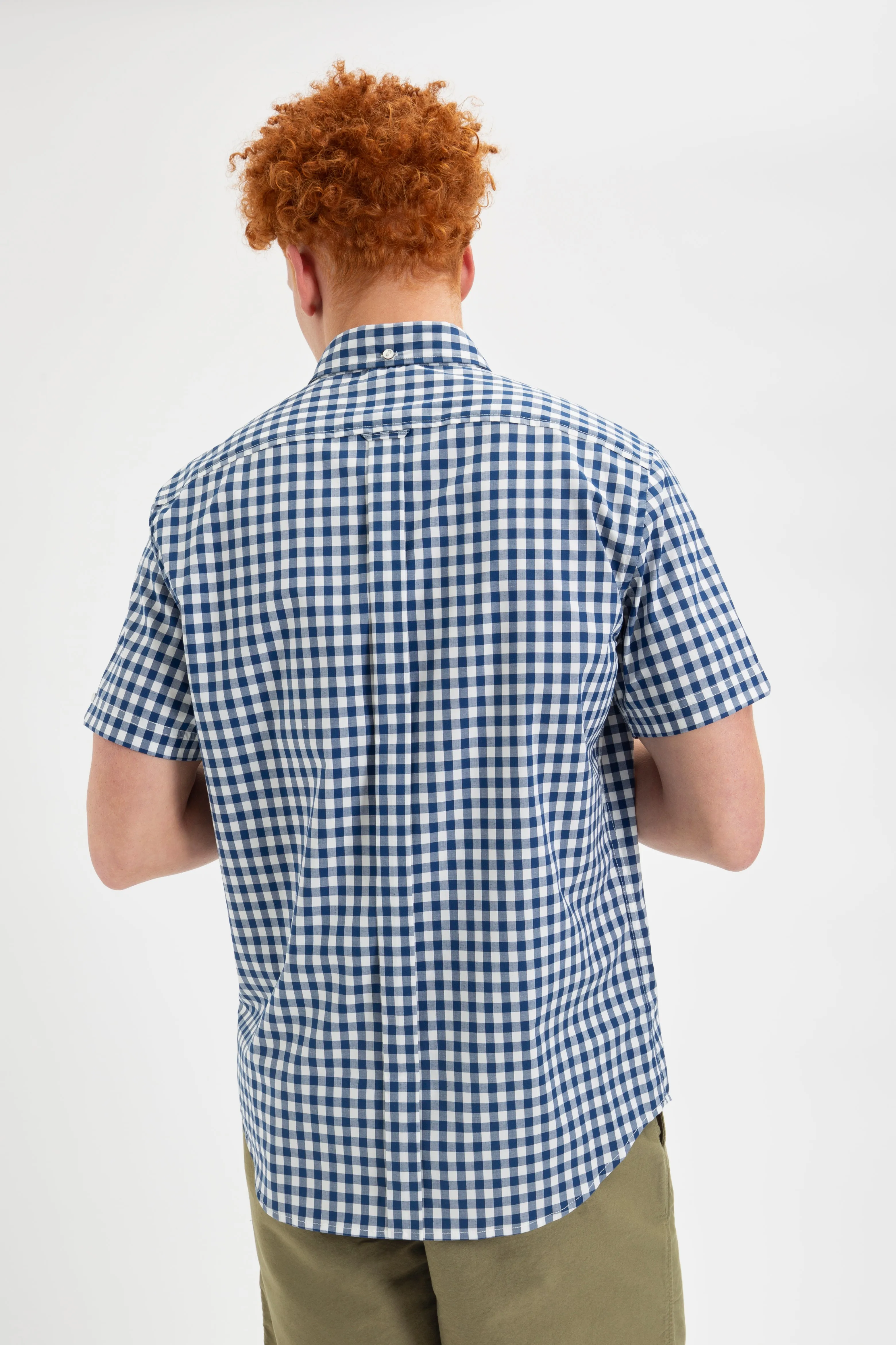 Short Sleeve House Poplin Gingham Shirt - Navy sold by Ben Sherman product image thumbnail 5