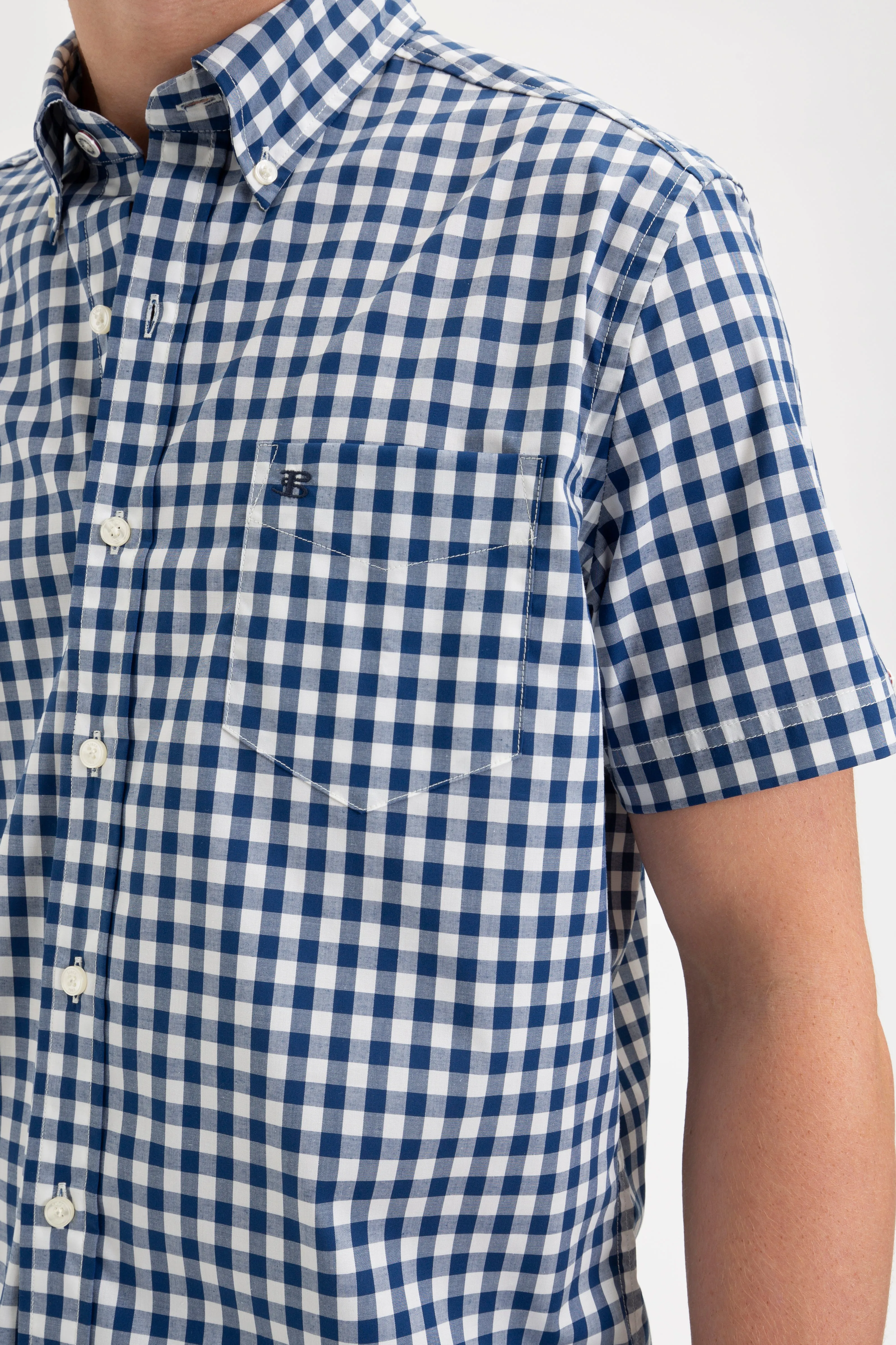 Short Sleeve House Poplin Gingham Shirt - Navy sold by Ben Sherman product image thumbnail 2