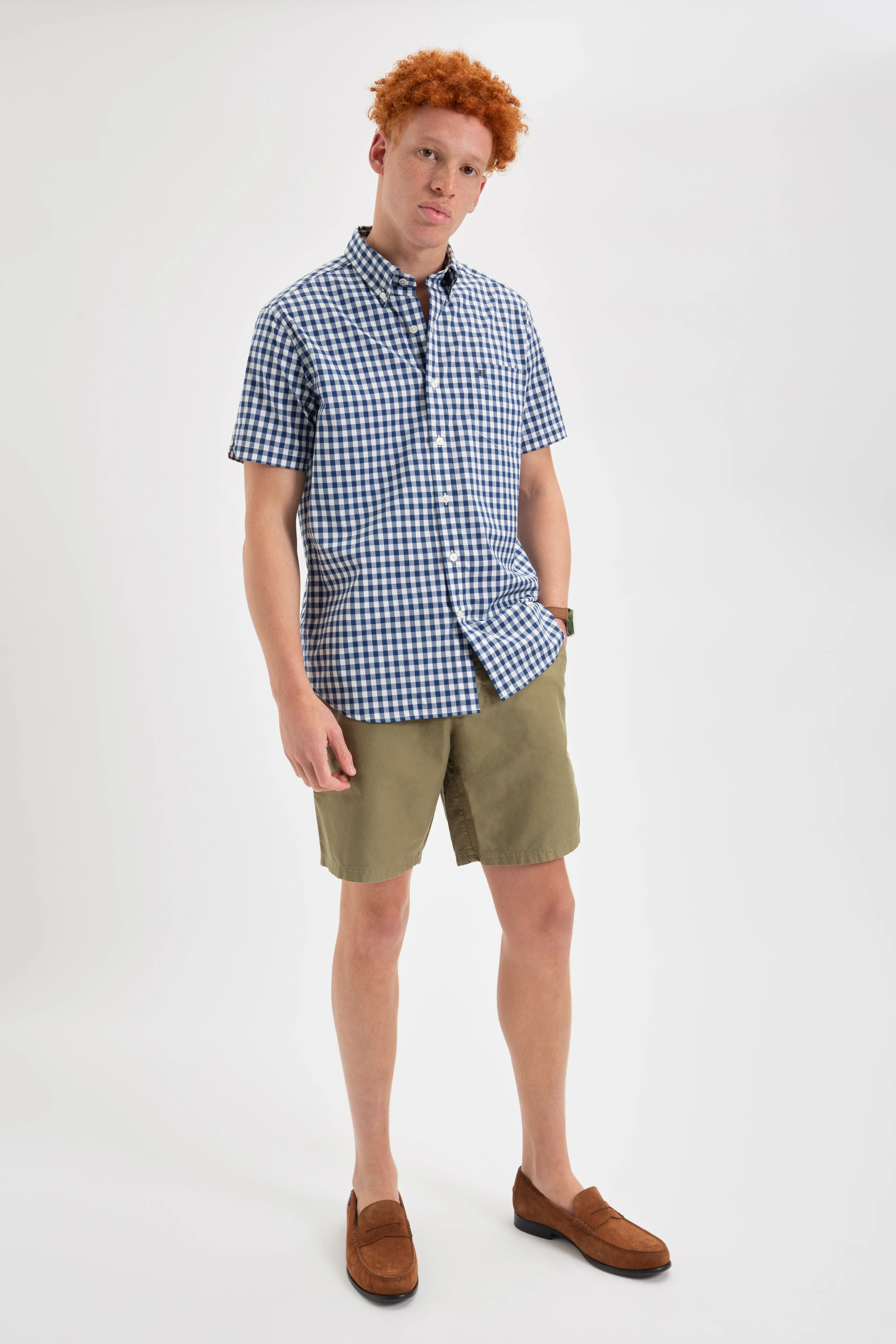 Short Sleeve House Poplin Gingham Shirt - Navy sold by Ben Sherman product image thumbnail 3