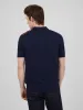 Short-Sleeve Jacquard Zip-Through Knit Polo - Marine sold by Ben Sherman