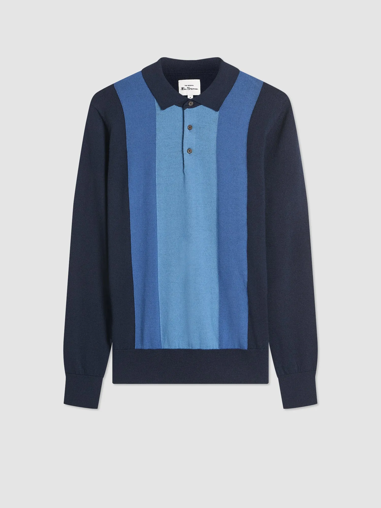 Block Stripe Merino Knit Polo - Dark Navy sold by Ben Sherman product image thumbnail 3