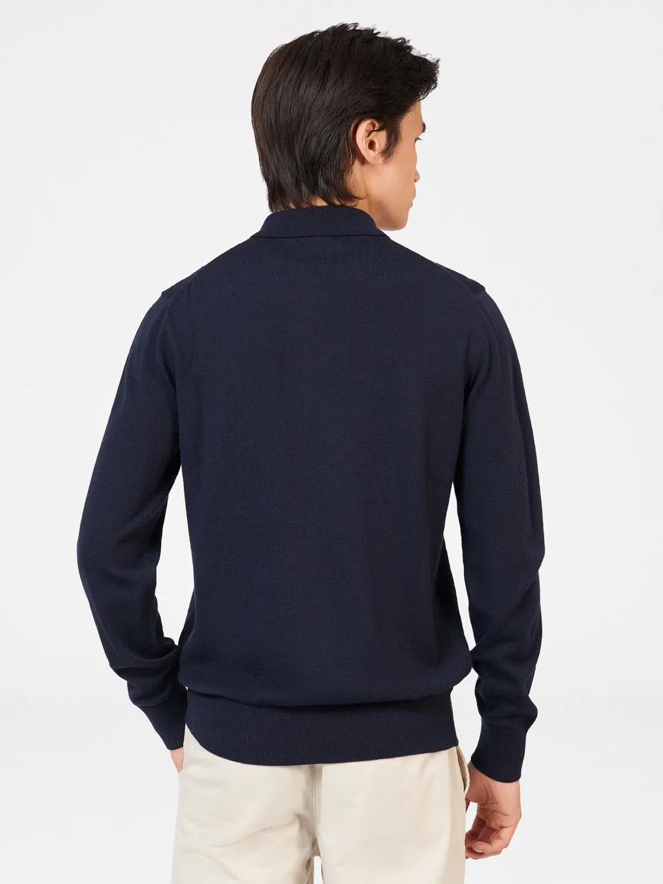 Block Stripe Merino Knit Polo - Dark Navy sold by Ben Sherman product image thumbnail 5