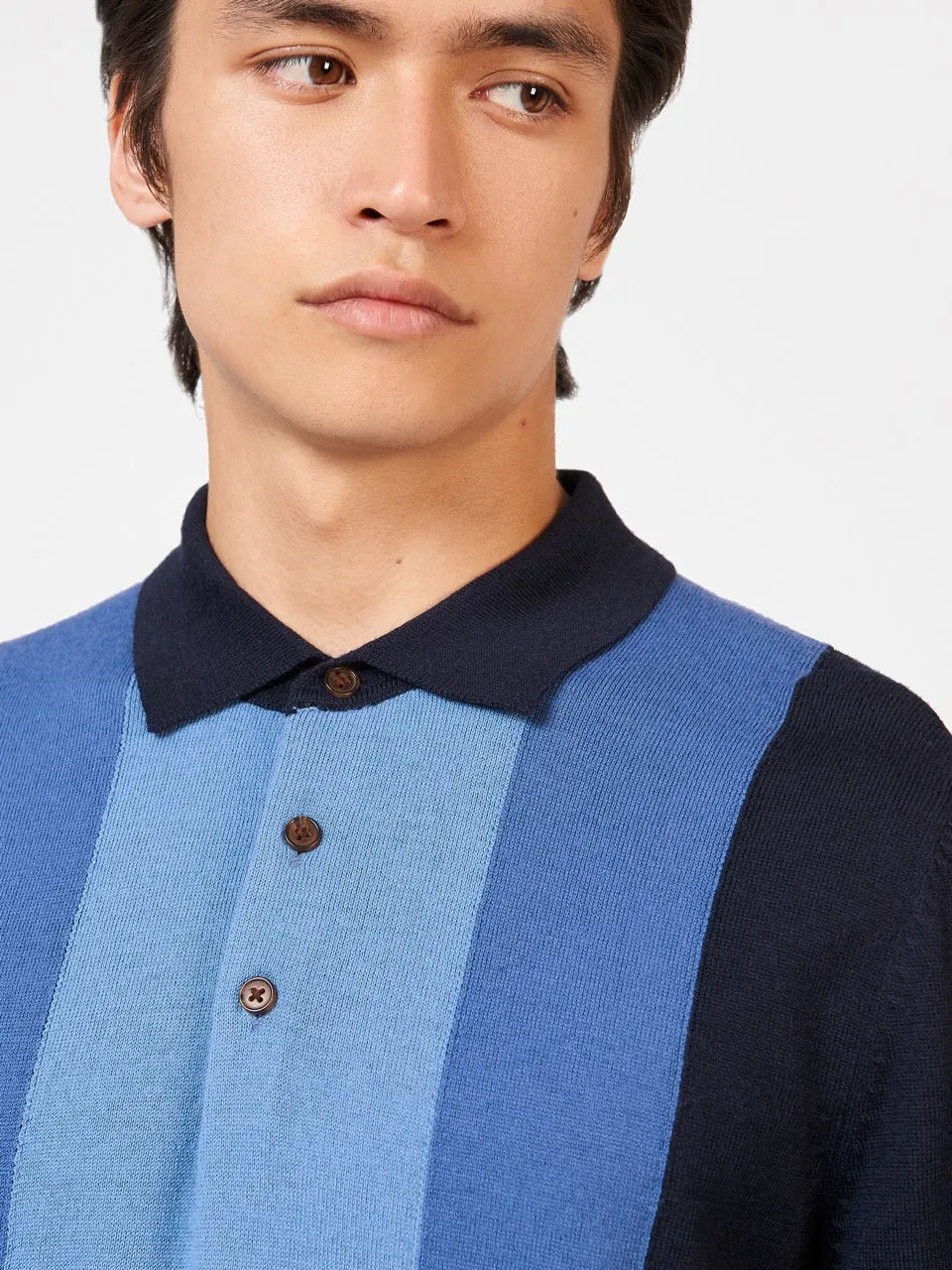 Block Stripe Merino Knit Polo - Dark Navy sold by Ben Sherman product image thumbnail 2