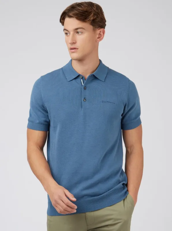 Signature Knit Polo - Blue Shadow sold by Ben Sherman