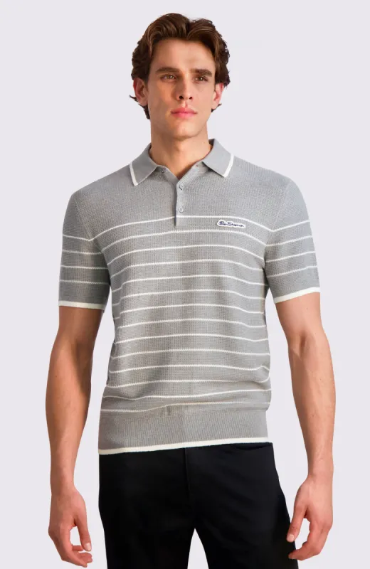 Waffled Knit Sweater Polo - Grey Heather sold by Ben Sherman