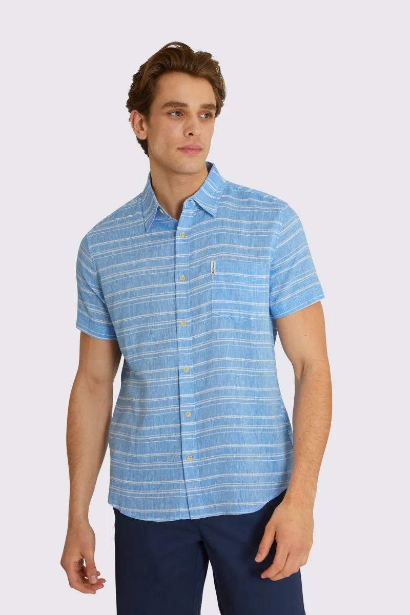 Linen Striped Short-Sleeve Shirt sold by Ben Sherman