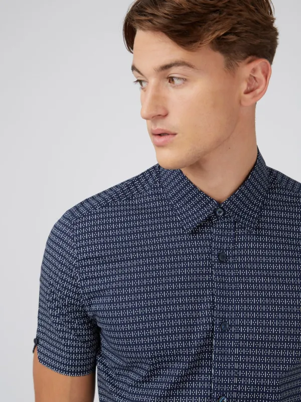 Dash Print Short-Sleeve Shirt - Marine sold by Ben Sherman