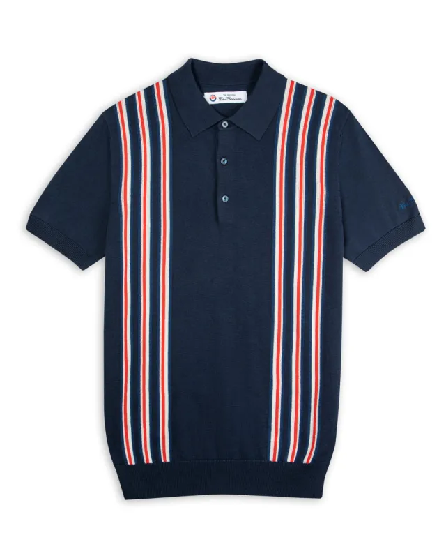 Team GB Men's Union Stripe Knit Polo - Midnight sold by Ben Sherman