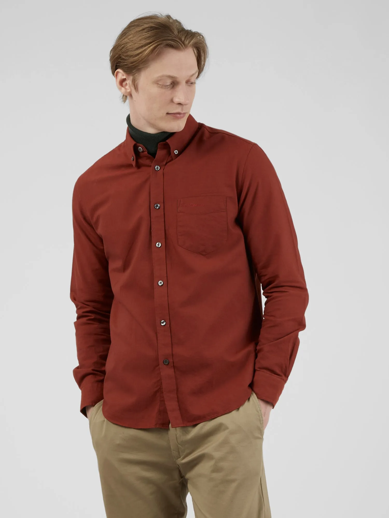 Signature Long-Sleeve Oxford Shirt - Burnt Orange sold by Ben Sherman product image thumbnail 3