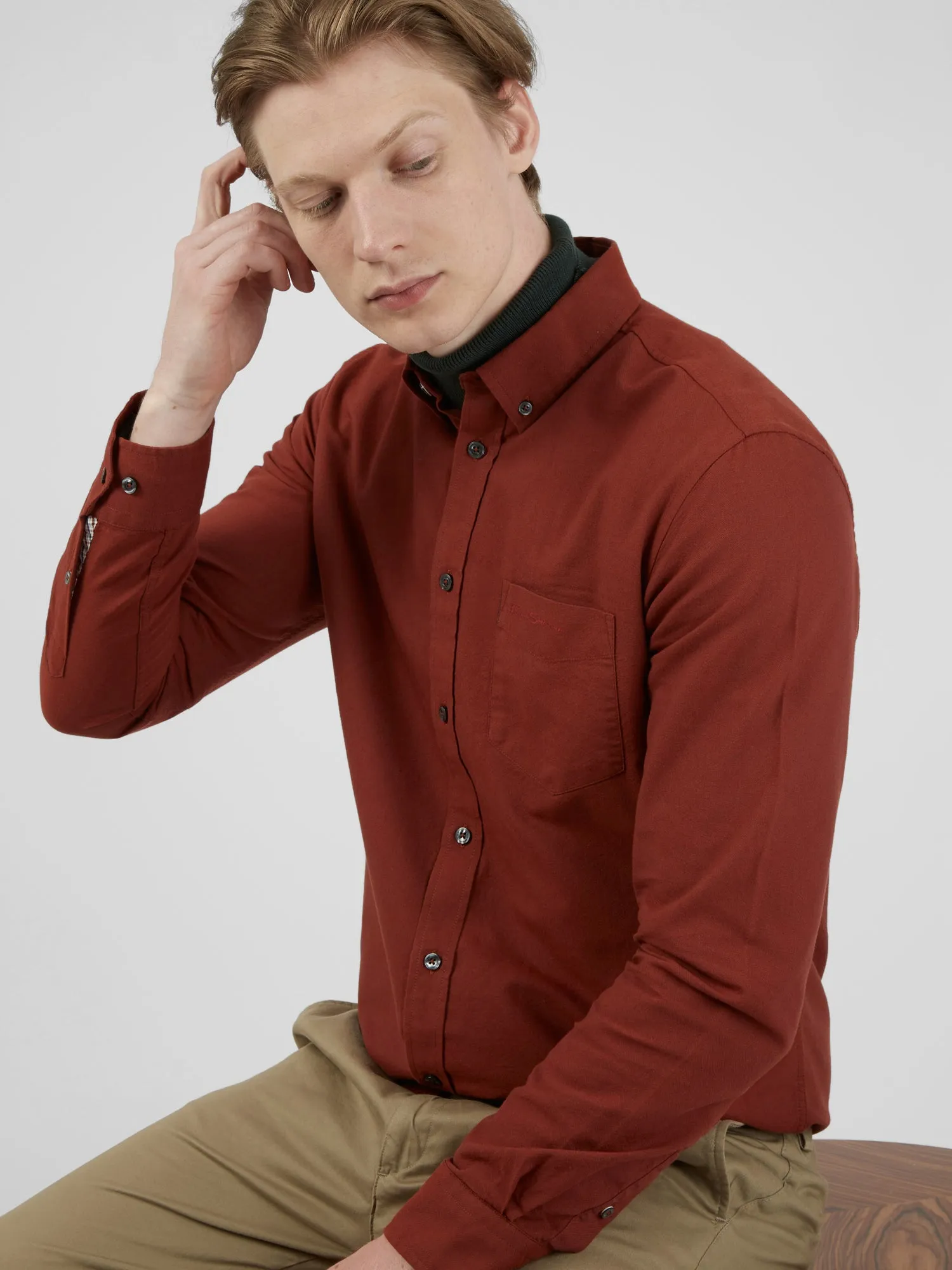 Signature Long-Sleeve Oxford Shirt - Burnt Orange sold by Ben Sherman product image thumbnail 4