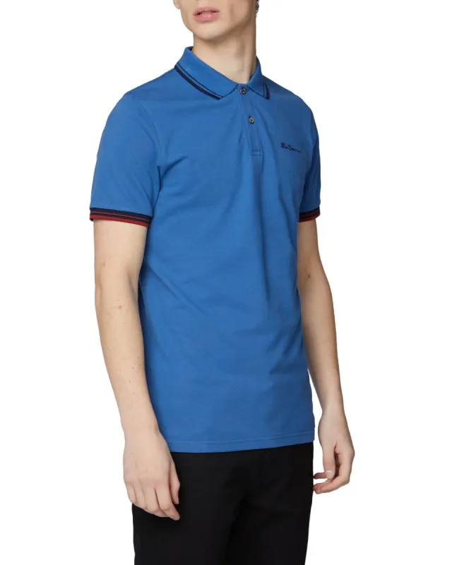 Organic Cotton Signature Polo Shirt - Blue sold by Ben Sherman