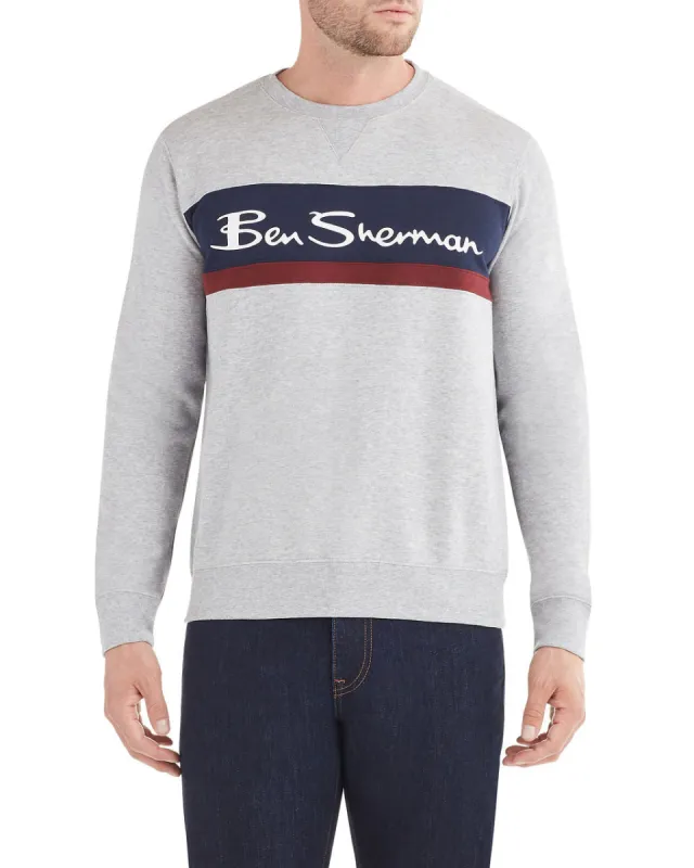 Color Block Logo Crew Sweatshirt - Light Grey made by Ben Sherman