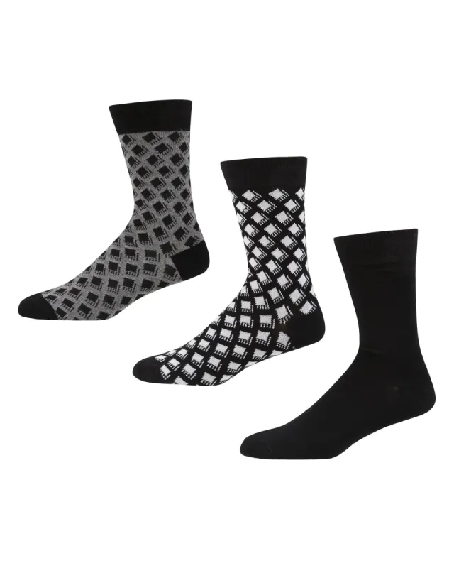 Pronto Logic Men's 3-Pack Socks - Black/Grey Marl/Ecru sold by Ben Sherman