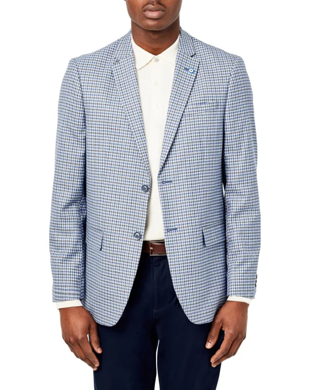 Crown Gingham Sportcoat Jacket - Medium Grey sold by Ben Sherman