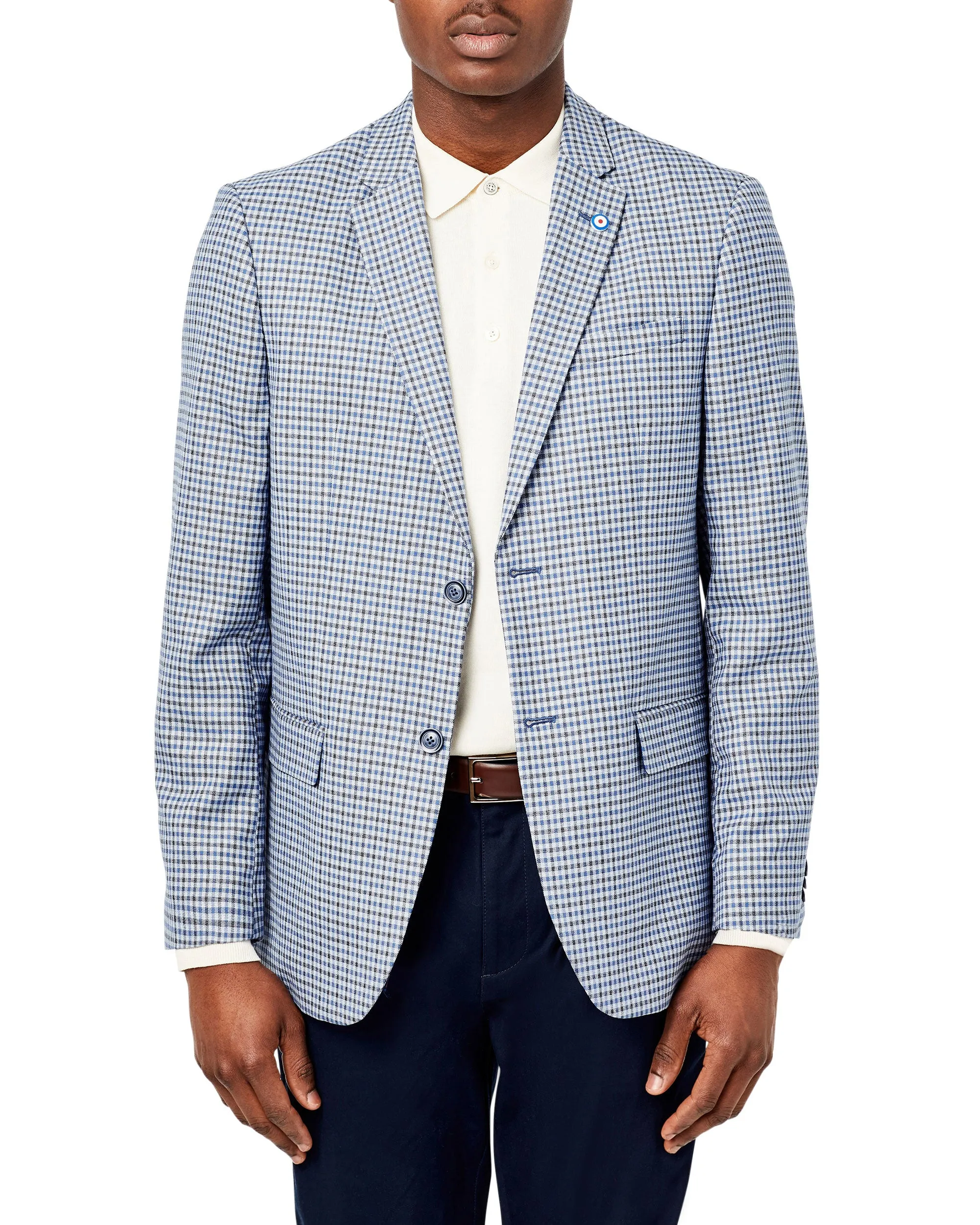 Crown Gingham Sportcoat Jacket - Medium Grey sold by Ben Sherman