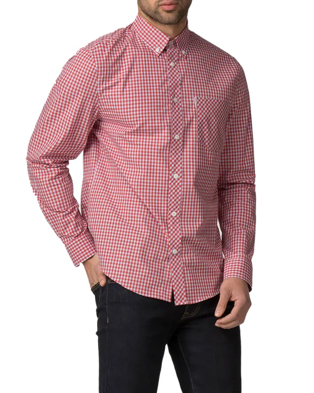 Long-Sleeve Gingham Shirt - Letterbox Red sold by Ben Sherman