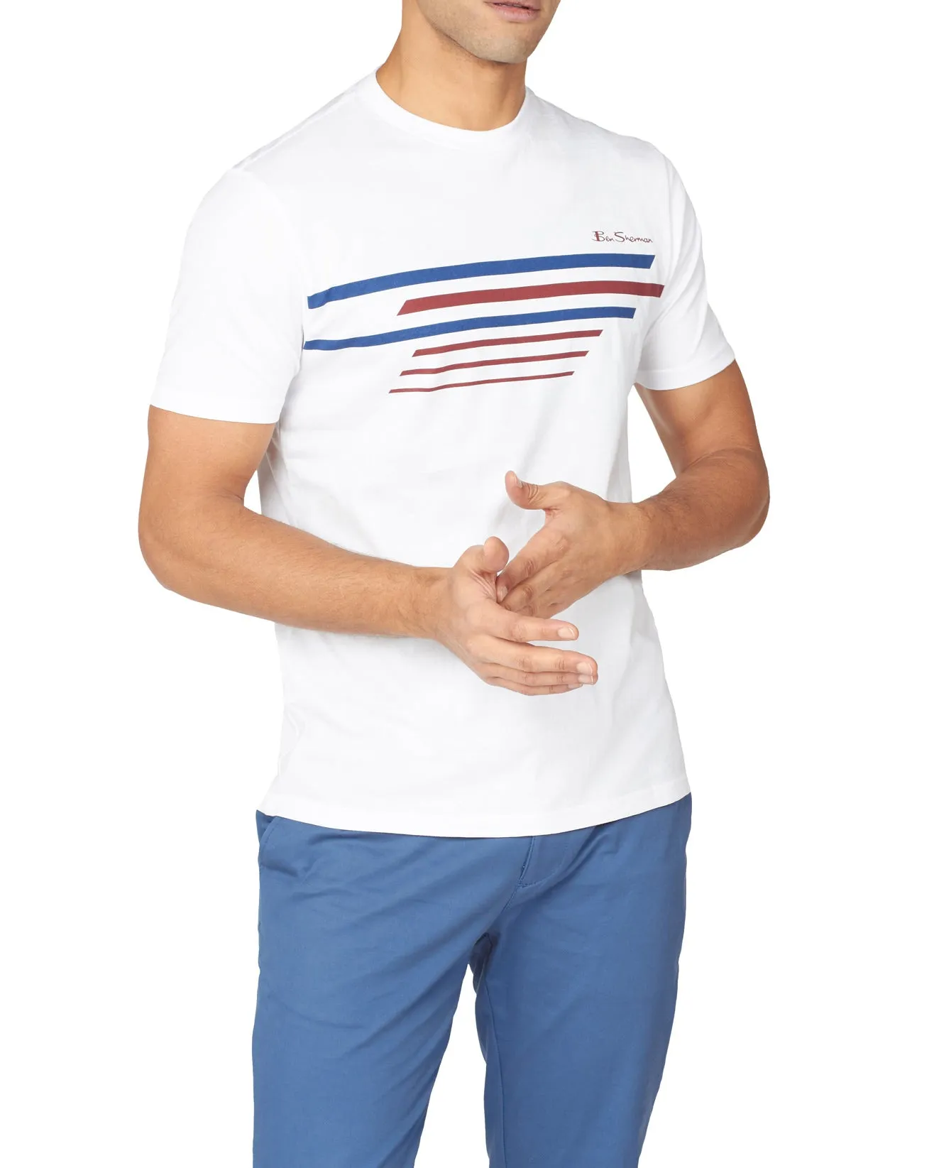 Sport Stripe Graphic Tee - White sold by Ben Sherman