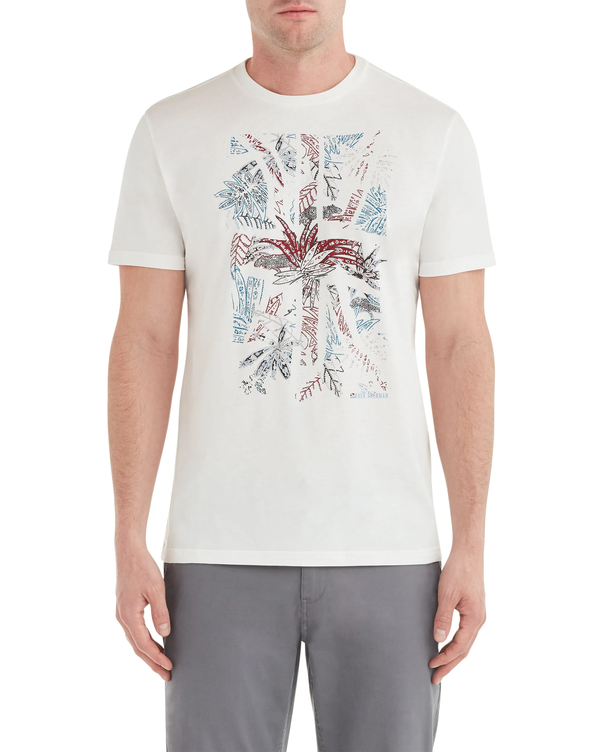 Tropical Union Jack Graphic Tee - White sold by Ben Sherman
