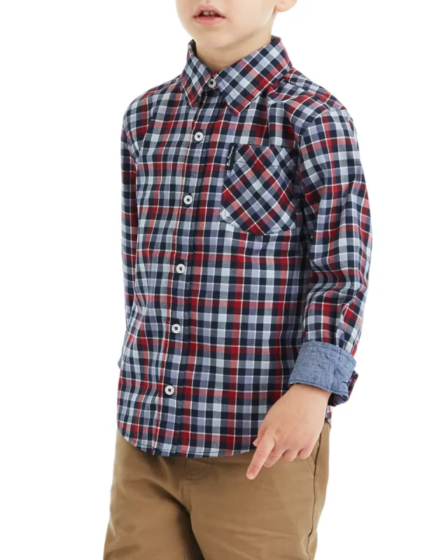 Boys' Red/Blue Long-Sleeve Plaid Button-Down Shirt (Sizes 4-7) sold by Ben Sherman
