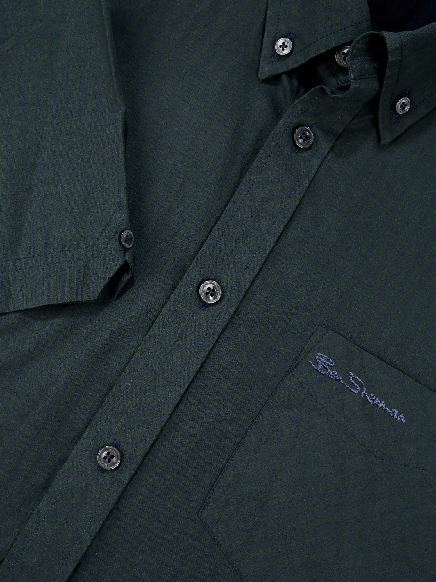 Signature Short-Sleeve Gingham Shirt - Dark Green sold by Ben Sherman product image thumbnail 5