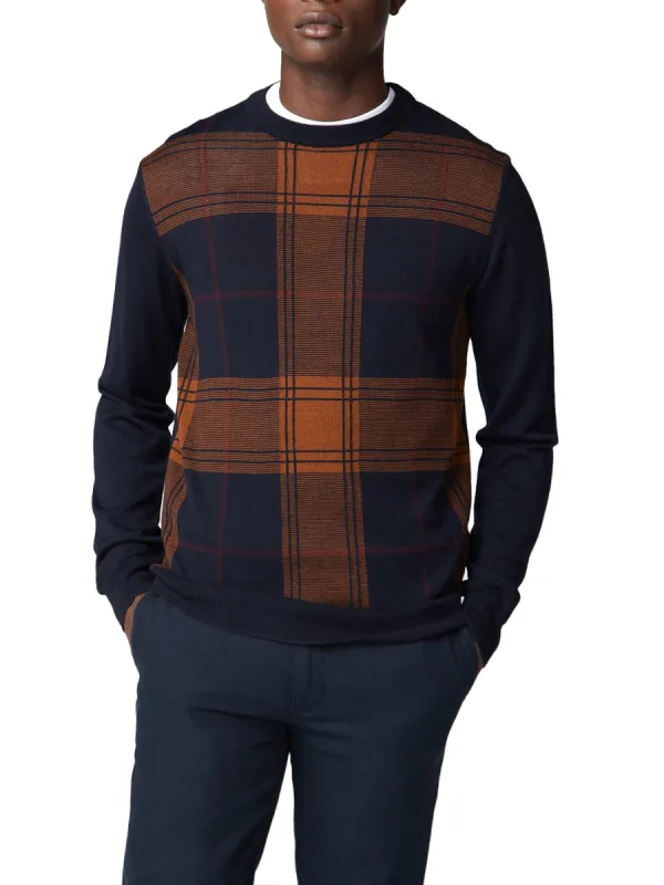 Check Front Crewneck Sweater - Midnight sold by Ben Sherman