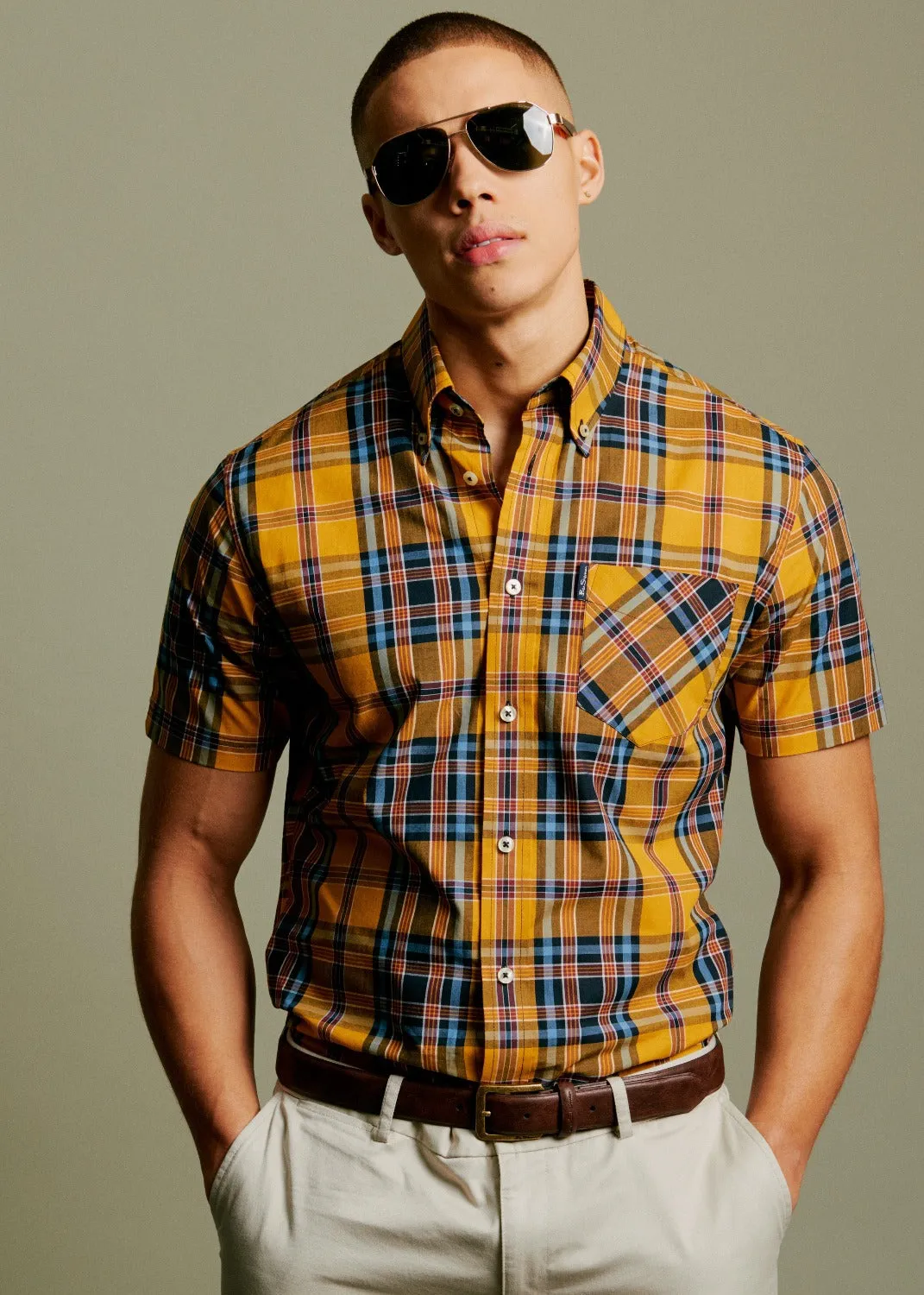 Classic Check Short-Sleeve Shirt - Gold sold by Ben Sherman product image thumbnail 5