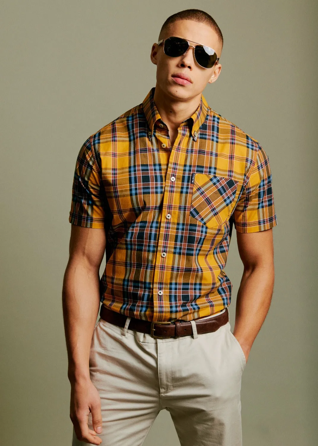 Classic Check Short-Sleeve Shirt - Gold sold by Ben Sherman