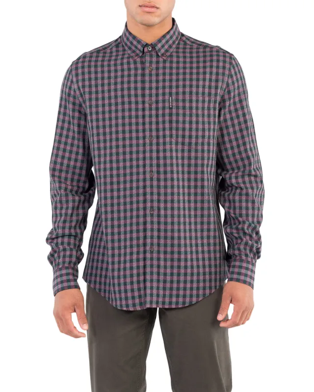 Long-Sleeve Grindle Gingham Shirt - Wine made by Ben Sherman