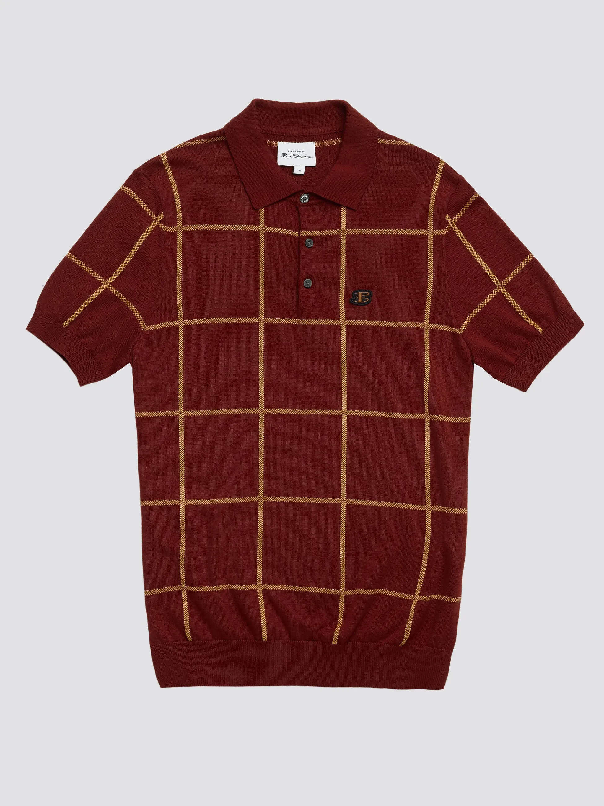 B by Ben Sherman Jacquard Check Knit Polo - Claret sold by Ben Sherman product image thumbnail 5