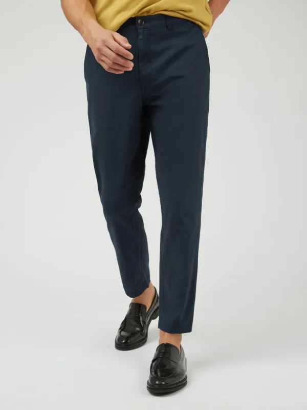 Signature Slim Taper Linen Trousers - Midnight sold by Ben Sherman