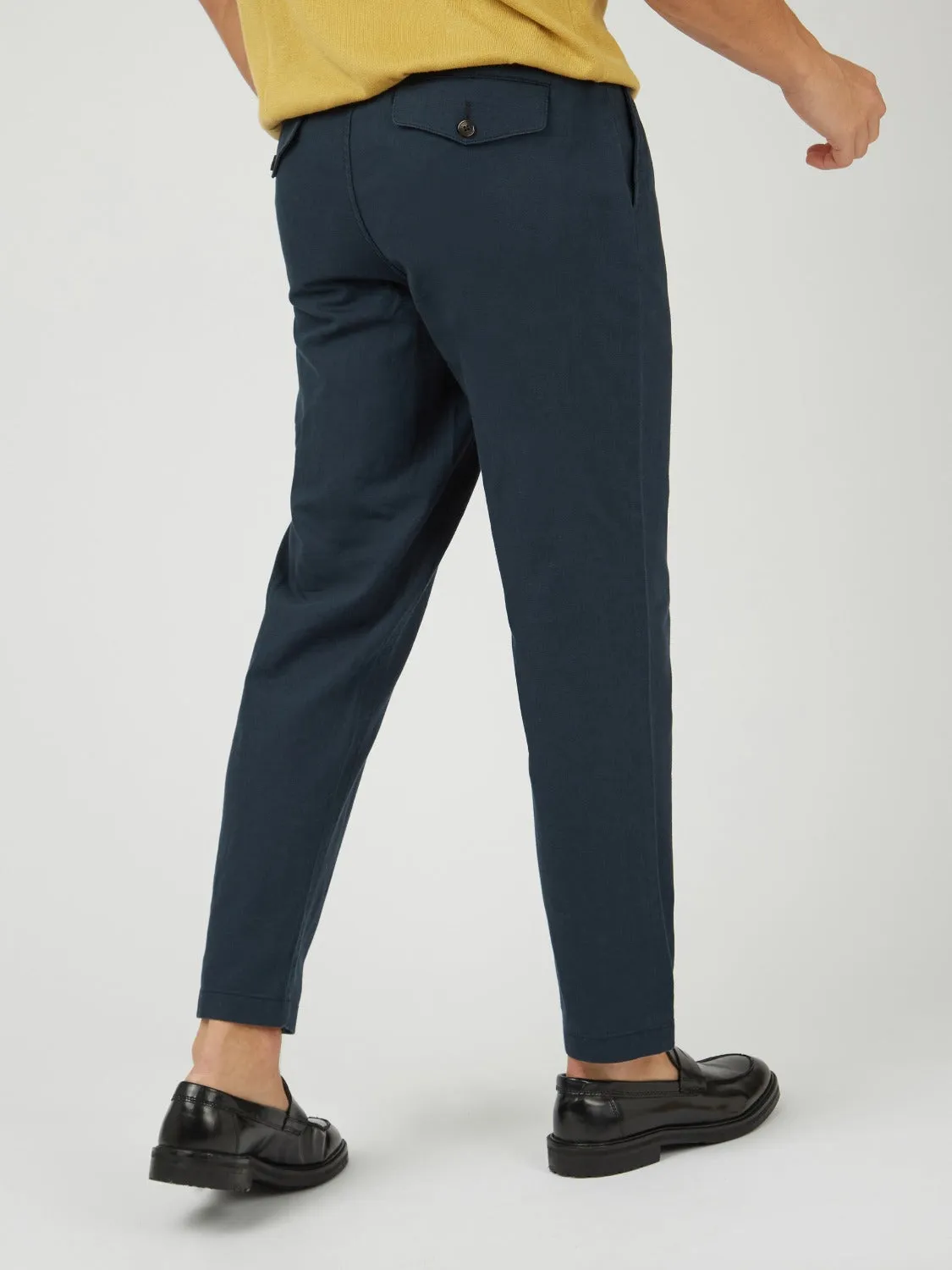 Signature Slim Taper Linen Trousers - Midnight sold by Ben Sherman product image thumbnail 3