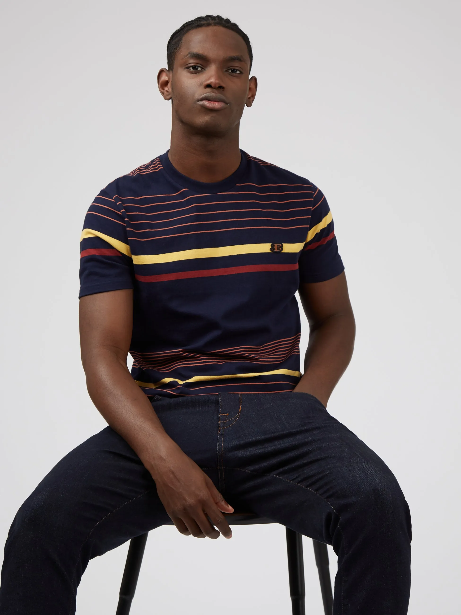 B by Ben Sherman Engineered Stripe Tee - Marine sold by Ben Sherman